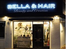 ベラアンドヘア(BELLA&HAIR)の雰囲気（ネオンの光るお洒落な外観/オーナーが愛情たっぷりで育てる植物）