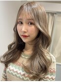 縮毛矯正/髪質改善トリートメント/ミディアムヘア/グレージュ