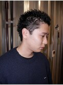 BURGメンズカットアップバングスパイキーショートスキンフェード