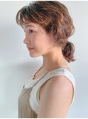 ミディアムパーマアレンジ似合わせ顔周りカット顔まわりレイヤー