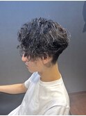 ビジネスツーブロック デザインパーマ かき上げアップバング