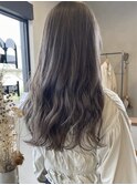 グレージュ切りっぱなしボブ前髪ありミニボブミルクティベージュ