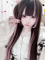 オズ 梅田店(OZ)&nbsp;エクステ60枚でピンクインナー×メッシュ＋長さ出し/地雷系/量産