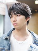 刈り上げマッシュツイストスパイラルメンズウルフ波巻きパーマ