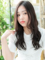 カバーヘア ブリス 上尾西口店(COVER HAIR bliss)&nbsp;黒髪バレイヤージュくせ毛風大人巻きロングb上尾20代30代40代