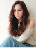 《Agu hair》かきあげバング×無造作ウェーブロング