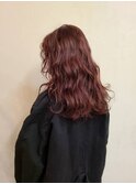 ボルドーロングレイヤースタイル