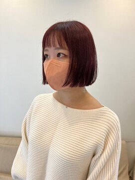 ナンバー リコ 名駅 ジャム 名古屋(N° rico JAM) ぶつ切りボブ　ブラウンレッド　ミストバング