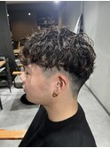 ハイライト波巻きマッシュパーマ束感ショート