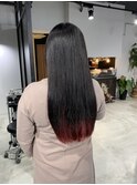 インナーレッドピンクで裾カラー