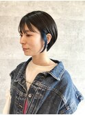 ネイビーインナーカラー丸みショート