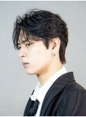 ビジネスメンズショートリクルート七三かき上げヘアツーブロック