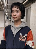 オン眉とショートボブパーマ