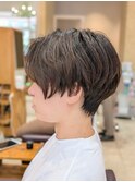 30代　40代　50代　ツーブロ大人ショート　モカベージュ
