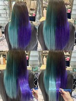 6Dエクステ 板橋店 水色バイオレットカラーのツートンカラー