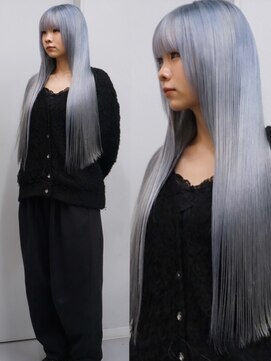 ヴァーディ オモテサンドウ(Vardy omotesando) blue/ペールブルー ハイトーンロング くすみ 表参道