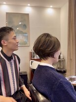 ヘアーサロンテン モトアザブ(hair salon Ten motoazabu)&nbsp;ピンクベージュ/アンブレラカラー/クールショート/前髪/麻布十番