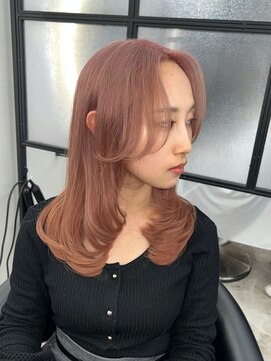 シーバイスリー 綱島(C×3) ブリーチ1~2回で出来るピンクベージュ×ワンホンレイヤーカット