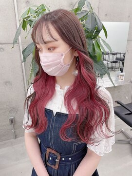 リノート バイ エゴル 太田川(Linoet by ENGOL) 【LINOET太田川】手島カミラ　チェリーピンクのインナーカラー