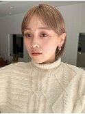 ミニボブハイトーンベージュシースルー前髪イメチェンタッセル