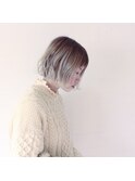 細めハイライト ボブ
