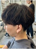 波巻きパーマメンズパーマメンズヘアツーブロックツイストパーマ