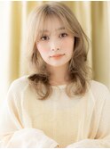 美髪ホワイトブロンドデジタルパーマロングウルフY大宮20代30代