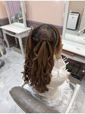 髪リボンハーフツイン