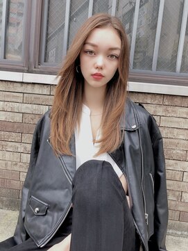 サロンドミルク 原宿(salon de MiLK) ハイライトミルクティーベージュロングレイヤーカット/原宿