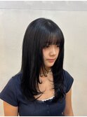 黒髪カタログ/オリーブグレー/小顔に見せるヘア/ココアベージュ