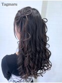 推し活ヘアセット☆リボンのツインハーフ