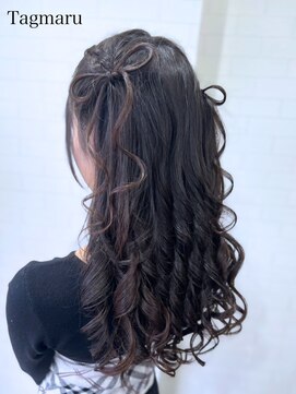 推し活ヘアセット☆リボンのツインハーフ