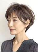 大人ショートレイヤー白髪ぼかし脱白髪染め40代50代60代原宿