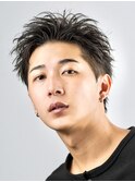 ビジネスメンズショートリクルート七三かき上げヘアツーブロック