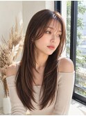 20代30代小顔シースルーバング艶髪韓国風ロングヘア