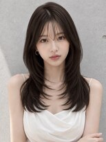 ユーフォリア 渋谷グランデ(Euphoria SHIBUYA GRANDE)&nbsp;ミディアムレイヤー韓国ヘア顔周りレイヤー透明感カラー黒髪前髪