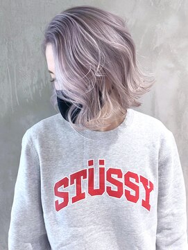 アルバム 銀座(ALBUM GINZA) ホワイトベージュ_外ハネボブセクションカラー_ba321091