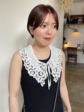 ヘアーアイストゥーレ(HAIR ICI TRE) ショートヘア ピンクブラウンカラー　担当渡辺聖