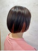 オレンジインナーエモージュカラー似合わせボブカット