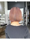 ピンクベージュ 卒業式ヘア 成人式ヘア  切りっぱなしボブ