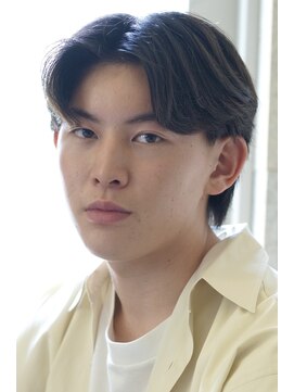 にもう ブルーブラック 韓国センターパート　メンズヘア　a