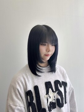 ヘアーメイクブランニュー セントラル 西大寺店(hair make Brand new central) 顔まわりレイヤー艶髪ブルーブラック髪質改善ミディアムレイヤー