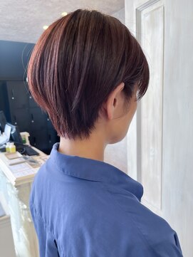 福山人気コンパクトショート20代30代ブリーチなしピンクブラウン