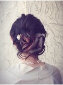 ヘアアクセサリーを使った簡単ロープ編みアレンジスタイル☆