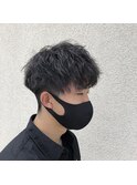 ツーブロックマッシュとツイストスパイラルパーマで束感ショート