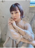 イメチェン前髪あり外ハネボブ×ラベンダーアッシュ