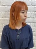 ウルフレイヤーボブ ブリーチ オレンジカラー ハイトーン
