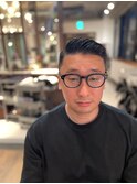 大人海外メンズ七三分けサイドパートフェードカット：尾上　雄輝
