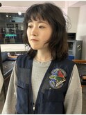 前髪ありミディアムレイヤーパーマ　無造作パーマ