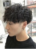 京都メンズマッシュツイストパーマツーブロックフェードウルフ